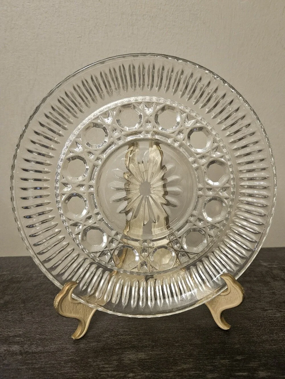 Vintage Pressed Clear Glass Plate - Relish Dish